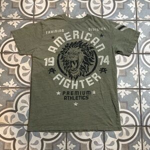 American Fighter Olive Graphic Tee with Lion Design